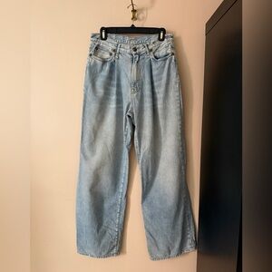 R13 Women's Damon Pleated Wide Leg Jeans
